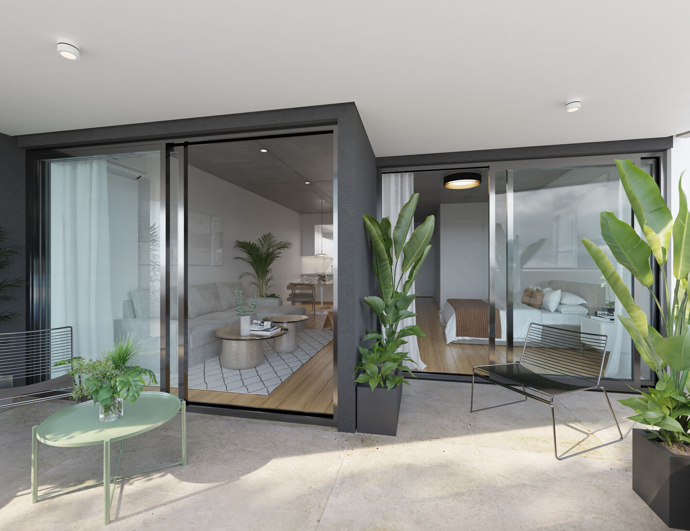 Terraza — living y dormitorio