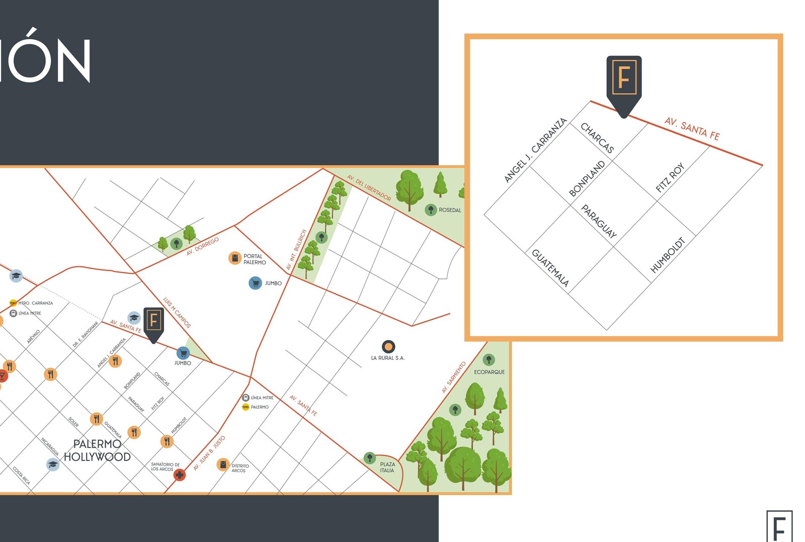 Mapa de ubicación Feel Palermo — Av. Santa Fe 5022, Palermo